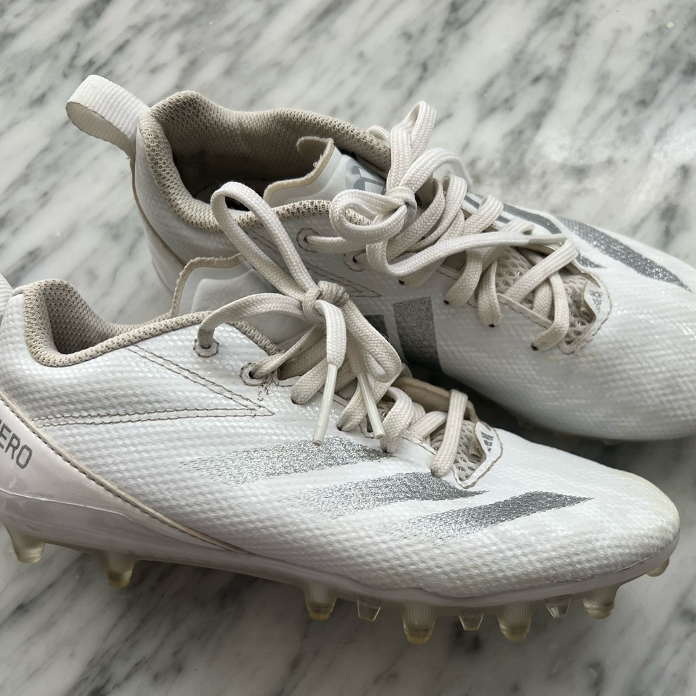 Adidas White and Metallic Cleats